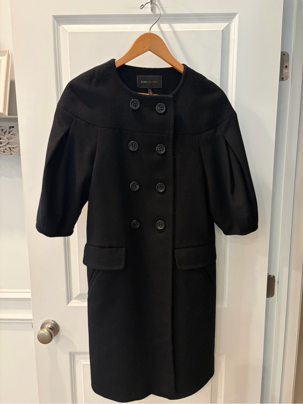 Vintage BCBGMAXAZRIA Navy Blue Double-Breasted Wool Coat
